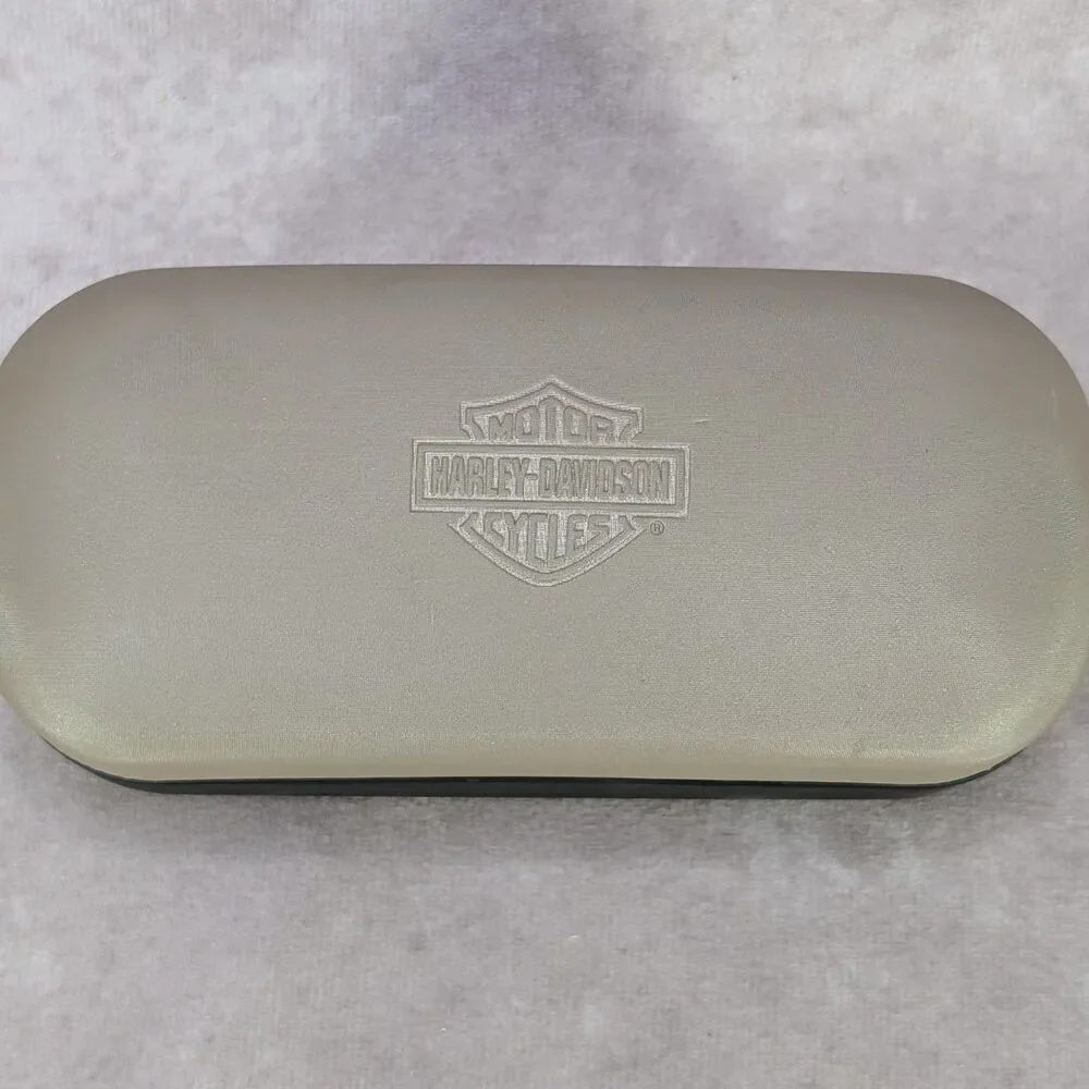 Harley Davidson Sunglasses Eyeglasses Hard Case Two Tone Tan Black Shell